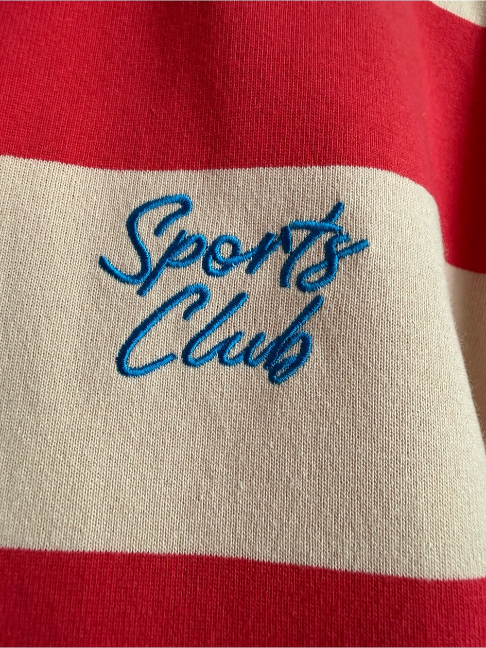 Wild Fable Sports Club Striped Red & Ivory Rugby Shirt Crop Long Sleeve XS NWT - Picture 3 of 9